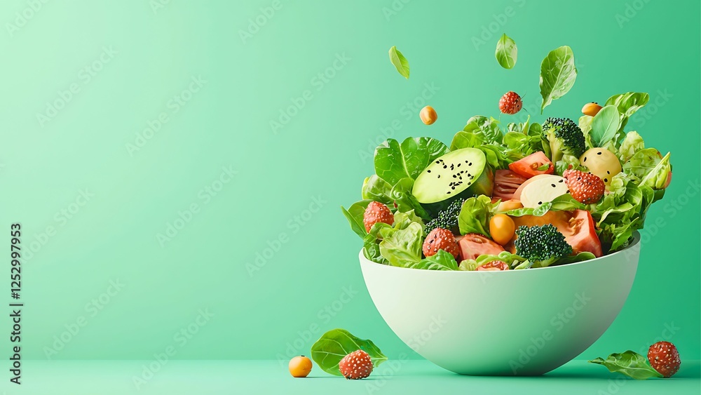 a bowl of colorful salad with fresh vegetables and fruits. a bowl of colorful salad with fresh vegetables and fruits.