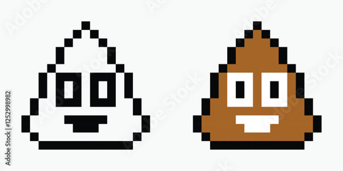 set poop emoji pixel art icon vector illustration.