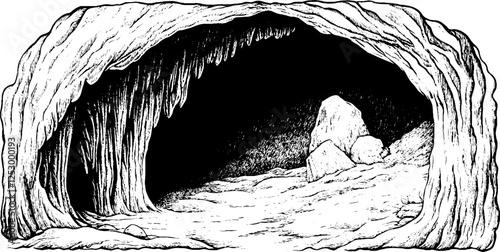 Illustration of a Mysterious Cave Interior