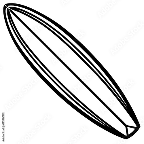 Abstract Surfboard Line Art Design