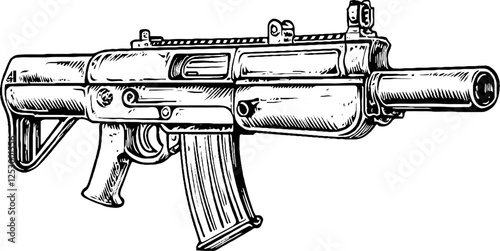 Illustration of a Submachine Gun