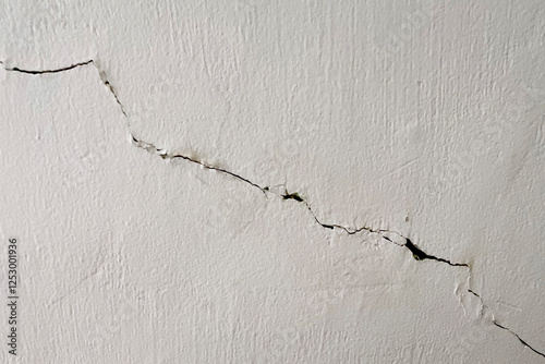 cracked wall. Cracked concrete wall broken wall at the outside cement corner that effected with earthquake and collapsed ground