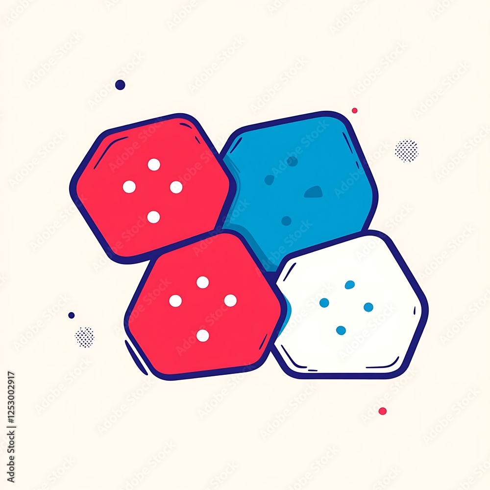 Abstract Hexagon Pattern in Red, Blue, and White Abstract Hexagon Pattern in Red, Blue, and White