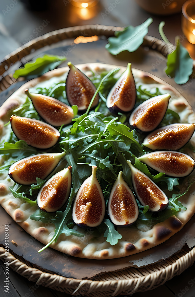 Gourmet Fig And Prosciutto Flatbread With Arugula Gourmet Fig And Prosciutto Flatbread With Arugula