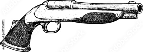 Vintage Double-Barrel Shotgun Illustration