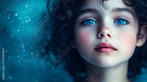 Ethereal portrait of a young girl with blue eyes