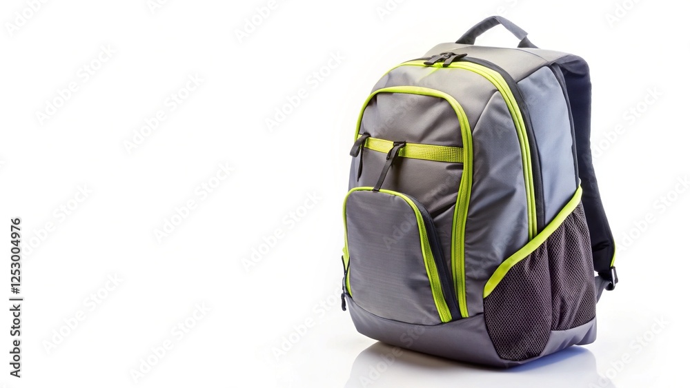 Fototapeta premium Grey Sports Backpack Isolated on White Background
