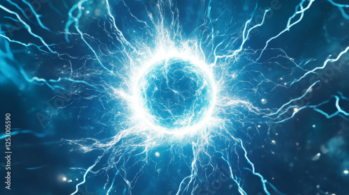 glowing electric sphere radiates vibrant blue energy
