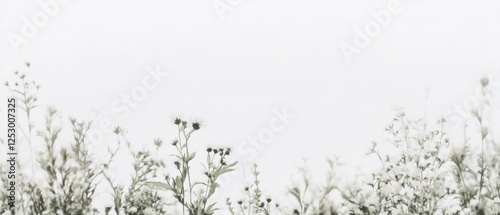 Subtle wildflowers in field, soft light