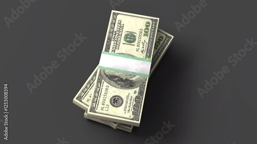 A stack of green dollar bills in a simple, flat vector style, symbolizing wealth, finance, and prosperity against a dark background.
