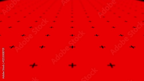 Red 3D Infinit Loop Background with Symbols 