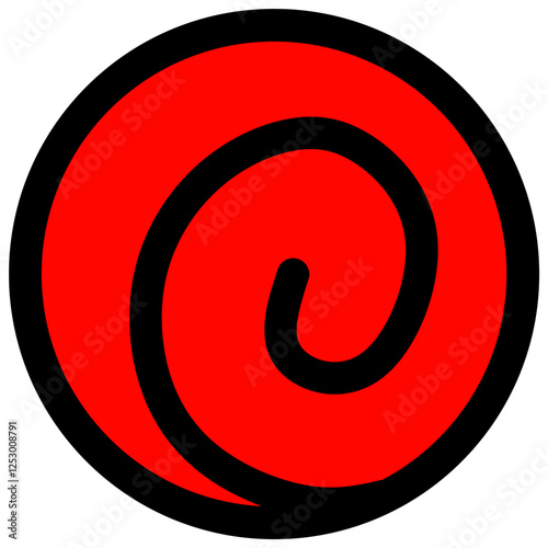 The spiral, known as Uzumaki in Japanese, represents the symbol of the Uzumaki clan. The Uzumaki clan is closely related to the Senju clan. Uzumaki clan vector set flat symbol.