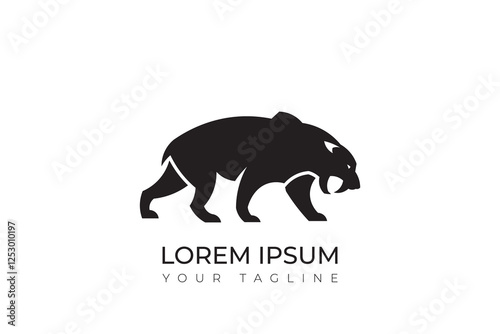 Sabertooth logo silhouette design with long fangs, simple sabertooth logo, head logo photo