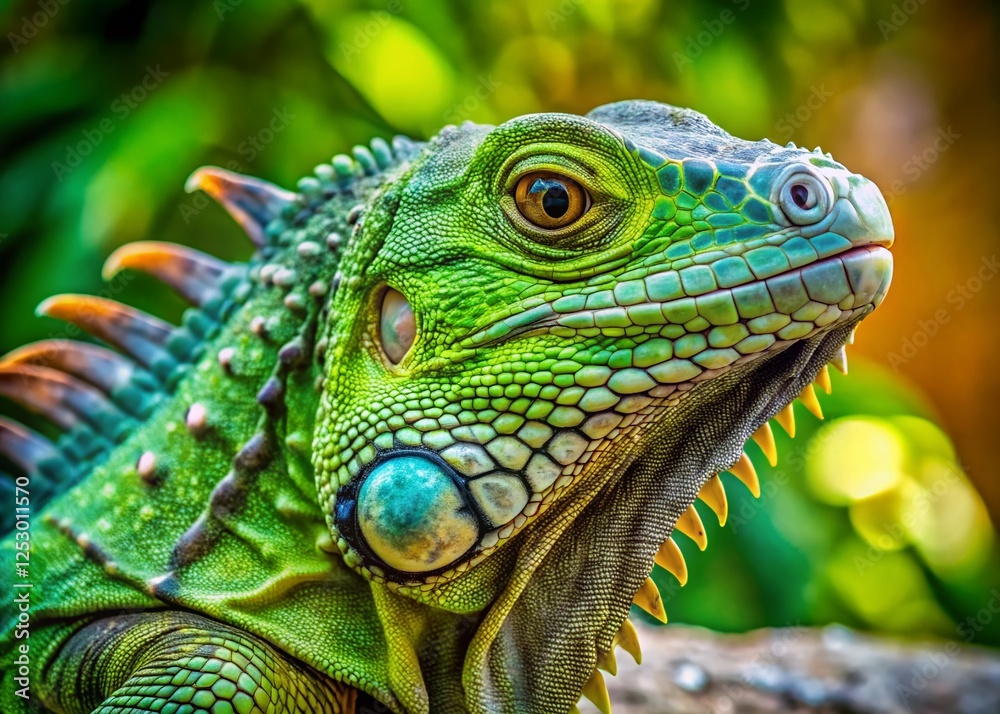 Fototapeta premium Green Iguana Close-Up, South Florida Invasive Species