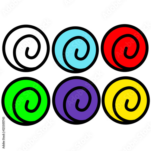 The spiral, known as Uzumaki in Japanese, represents the symbol of the Uzumaki clan. The Uzumaki clan is closely related to the Senju clan. Uzumaki clan vector set flat symbol.