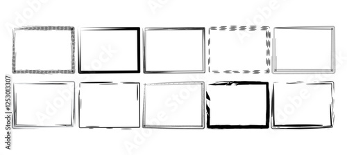 Black brush border square vector for design