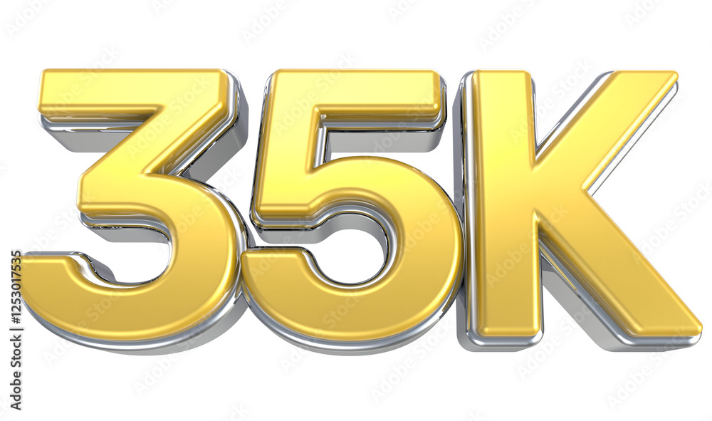 35K Number Yellow With Silver 3D Render 35K Number Yellow With Silver 3D Render