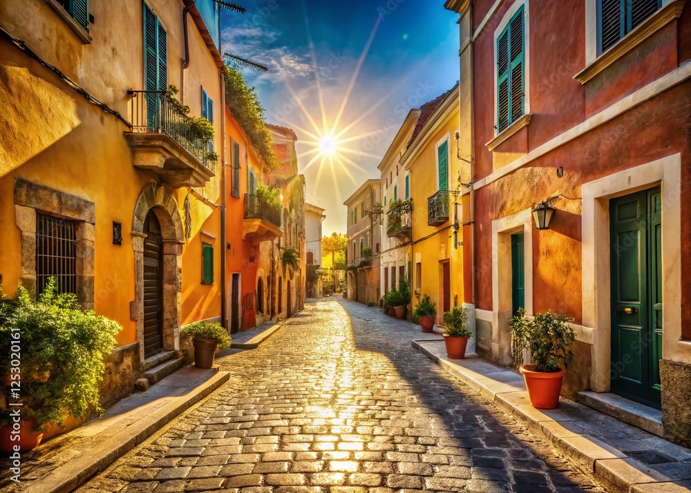 Fototapeta premium Historic Civitavecchia Streets: Charming Old Town Italy - Stock Photo