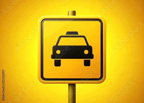 Yellow taxi sign, AI-generated silhouette. photo