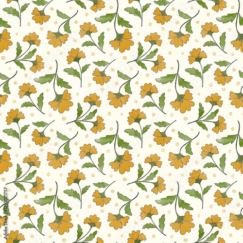 Yellow  seamless floral pattern
