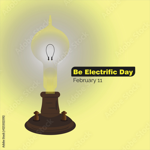 Be Electrific Day is celebrated annually on February 11. Carbon filament lightbulb. Vector, illustration.
