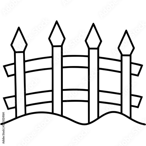 Classic Wooden Fence Line Art Design