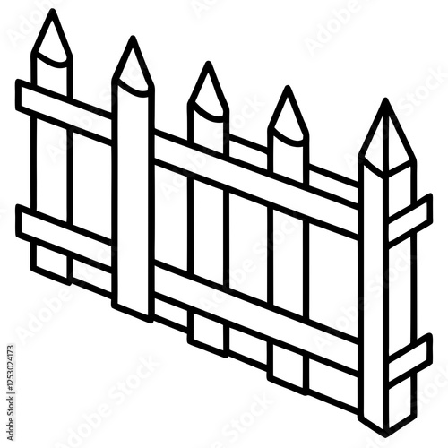 Classic Wooden Fence Line Art Design