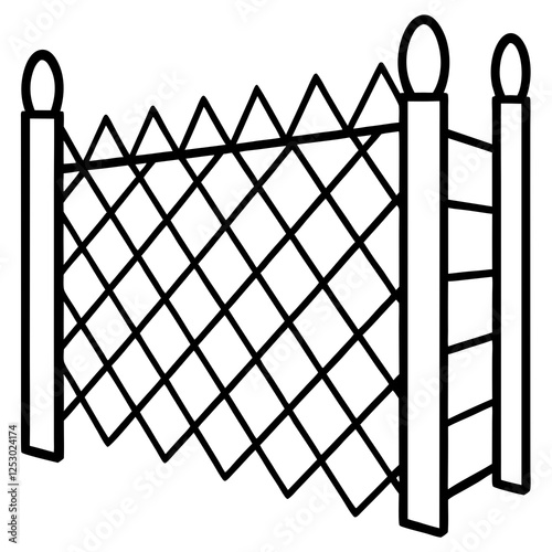 Classic Wooden Fence Line Art Design