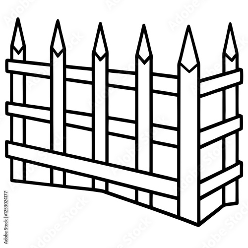 Classic Wooden Fence Line Art Design