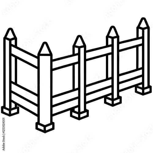 Classic Wooden Fence Line Art Design