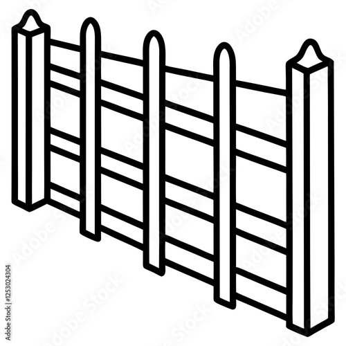 Classic Wooden Fence Line Art Design