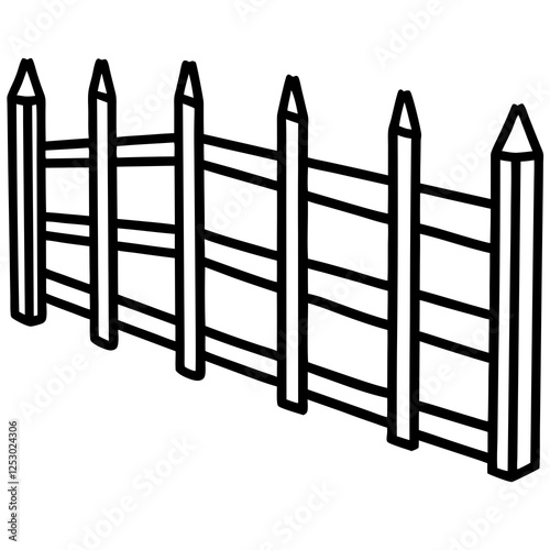 Classic Wooden Fence Line Art Design