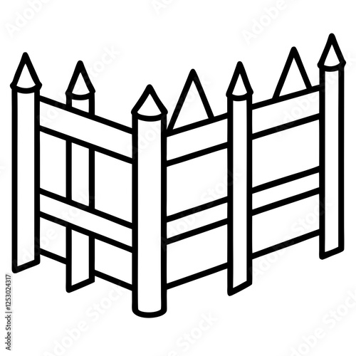 Classic Wooden Fence Line Art Design