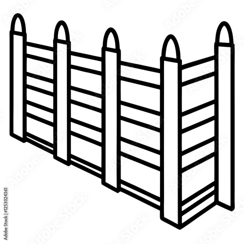 Classic Wooden Fence Line Art Design