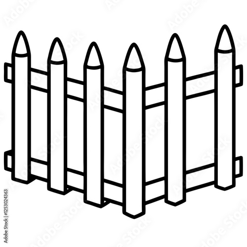 Classic Wooden Fence Line Art Design