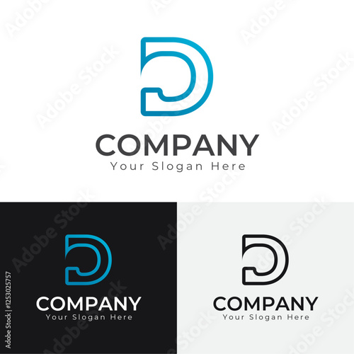 D letter logo icon design for business in simple style