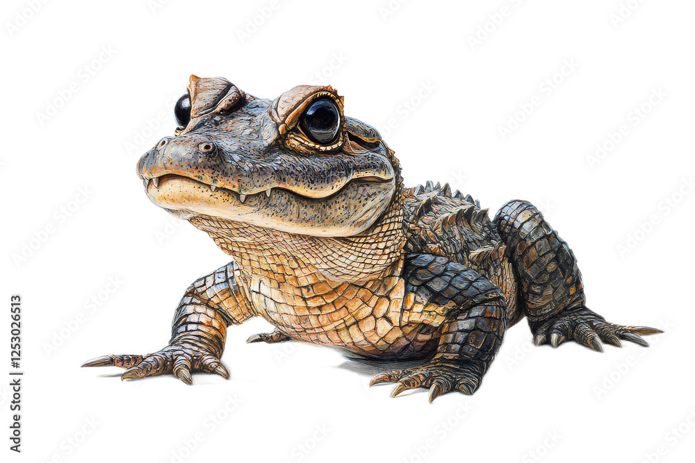 A baby alligator is sitting on a transparent background A baby alligator is sitting on a transparent background