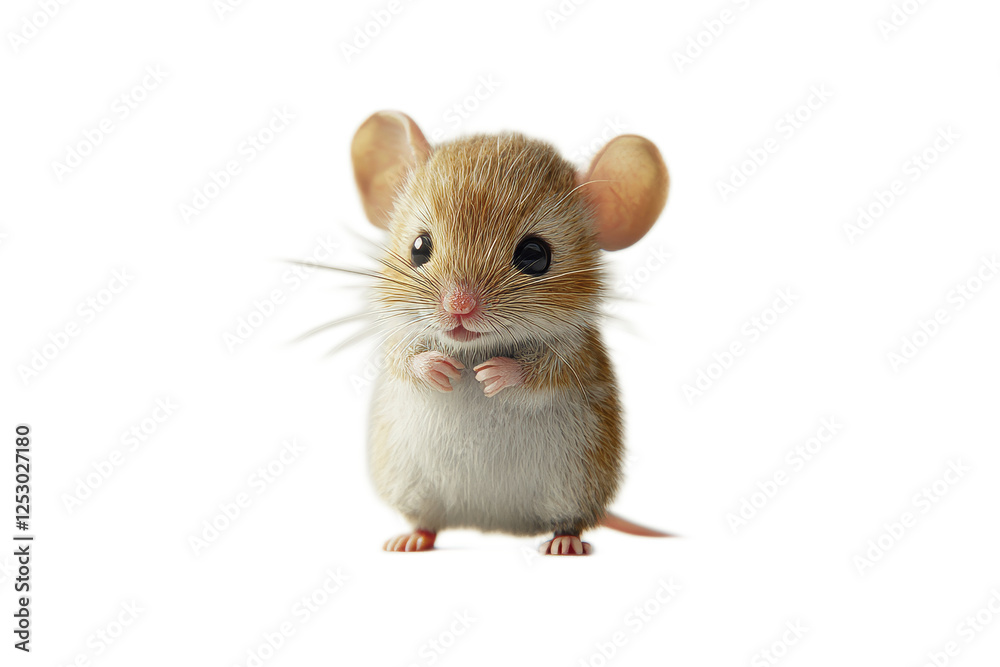 A cute little mouse with big ears and a pink nose A cute little mouse with big ears and a pink nose