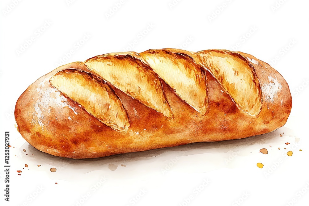 Freshly baked loaf of bread with a golden crust and sliced top. Freshly baked loaf of bread with a golden crust and sliced top.