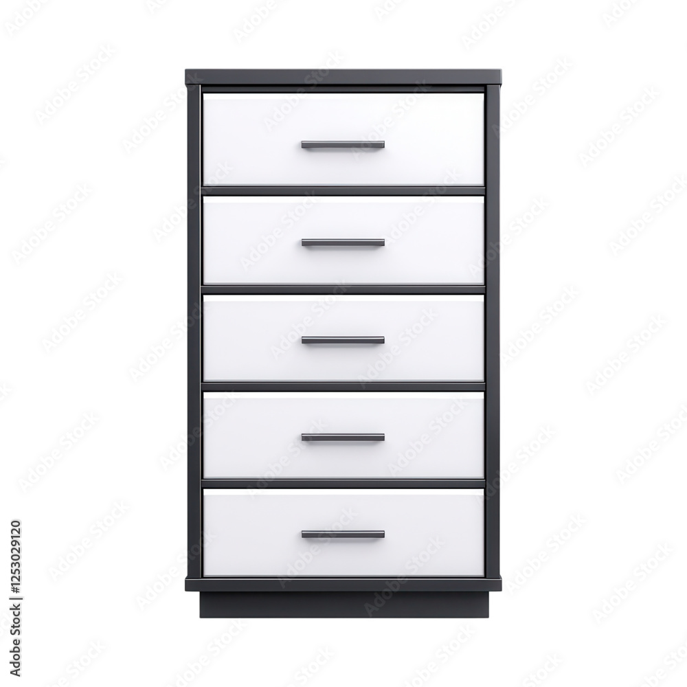 A modern chest of drawers featuring four spacious drawers with sleek handles, art styleed for stylish storage. A modern chest of drawers featuring four spacious drawers with sleek handles, art styleed for stylish storage.