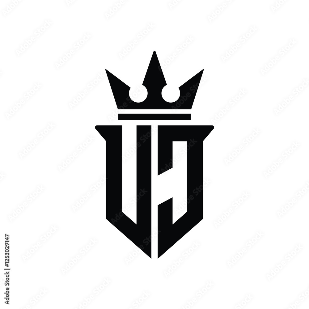Fototapeta premium UJ monogram logo design letter text name symbol monochrome logotype alphabet character simple logo
