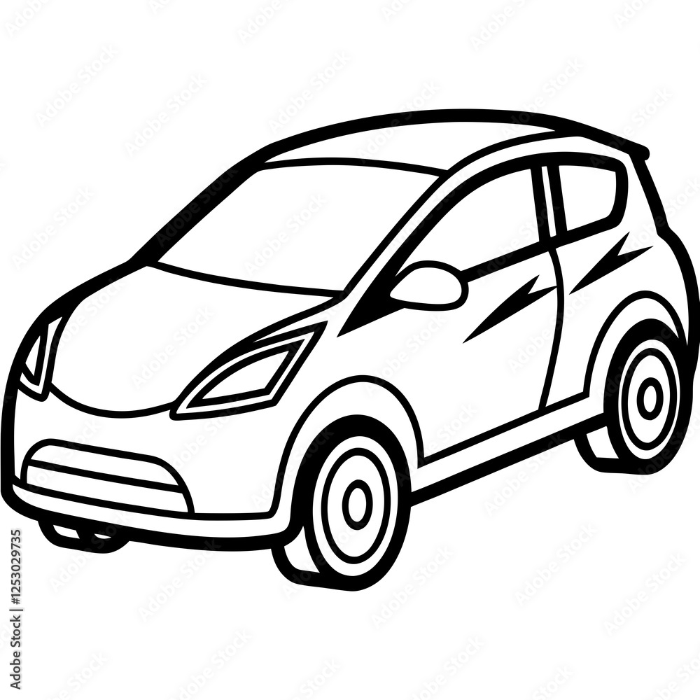 Clean and Minimal EV Line Art Graphic