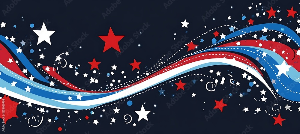Red white and blue stripes with scattered stars