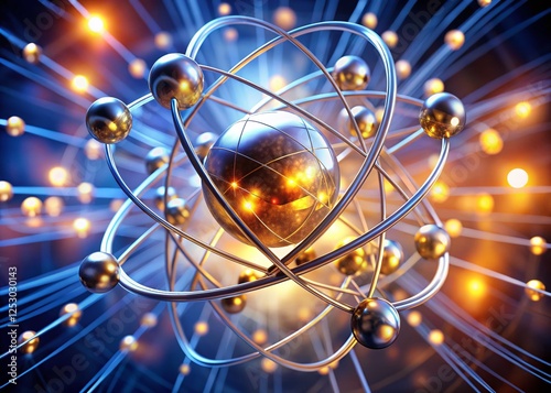 Lawrencium Atom: Electrons Orbiting Nucleus - Architectural Photography