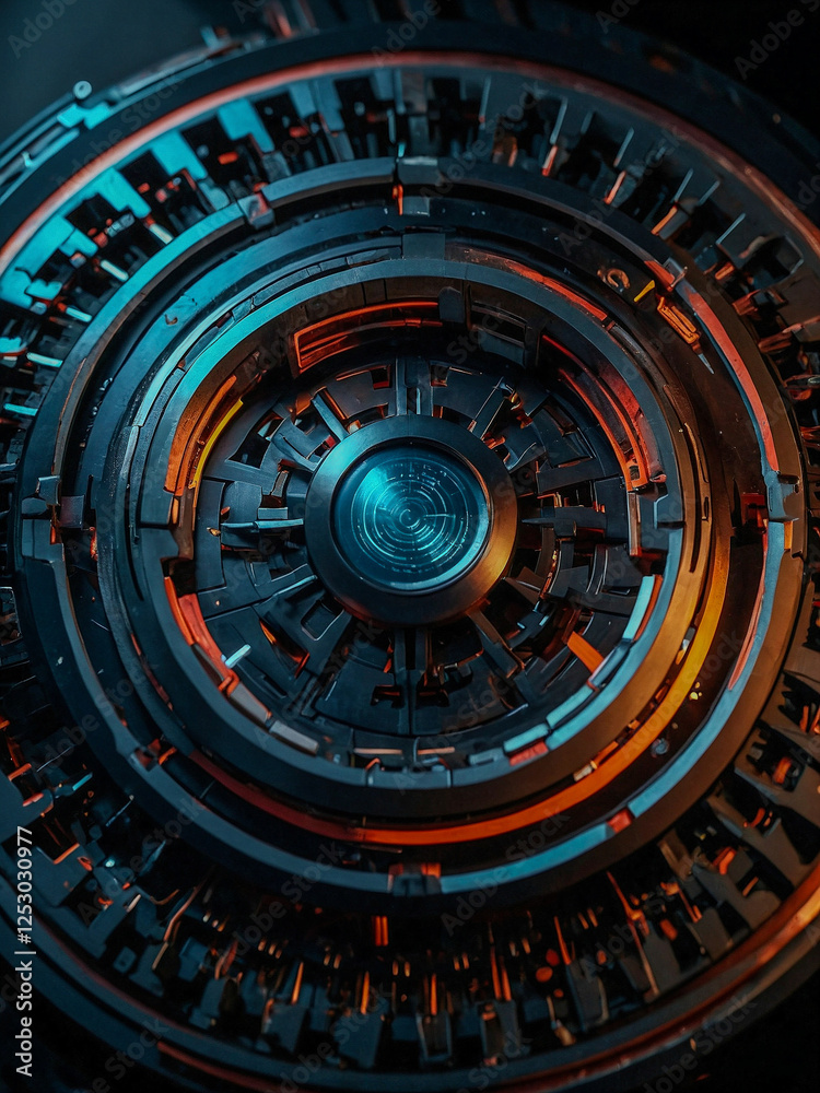 Abstract tech emblem with contrasting colors. Abstract tech emblem with contrasting colors.