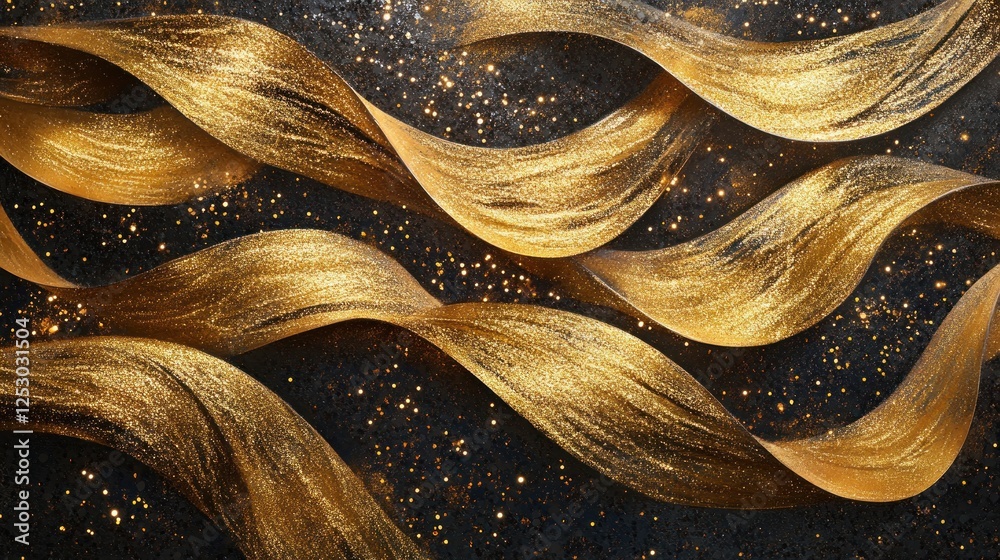 Golden Waves Abstract Art: Luxurious Glittering Texture Golden Waves Abstract Art: Luxurious Glittering Texture