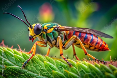 Long Exposure Portrait of Cimbex femoratus Sawfly Insect Macro Photography photo