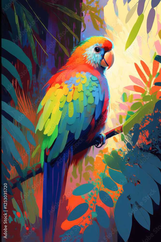 Fototapeta premium Parrot Bird Animal Portrait Painting Wildlife Outdoors Adventure
