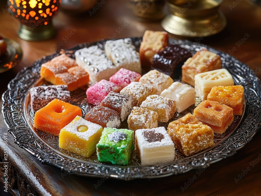 A plate of colorful and varied candies. A plate of colorful and varied candies.