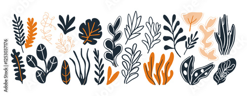 Set of abstract organic shape. hand drawn doodle art. vector blob